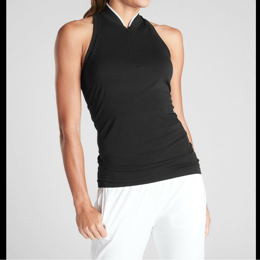 Athleta Black momentum Sleeveless polo Tank Top